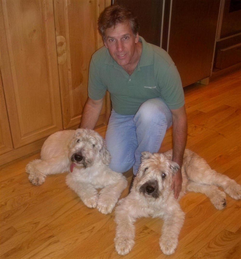 Jimmy Connors at home with his two wheaten terriers